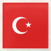 Türkische Flagge Glasuntersetzer (Vorderseite)