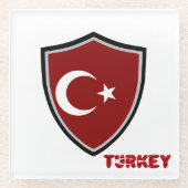 Türkische Flagge Glasuntersetzer (Vorderseite)