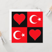 Türkische Flagge Herz Niedliche Patriotische Türki Karte (Vorderseite/Rückseite Beispiel)