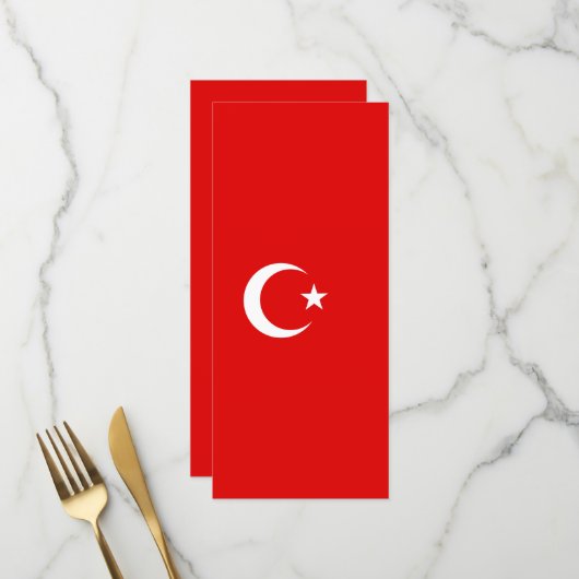 Türkische Flagge Menükarte (Vorderseite/Rückseite Beispiel)