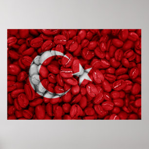 Türkische Flagge mit Kaffee Poster