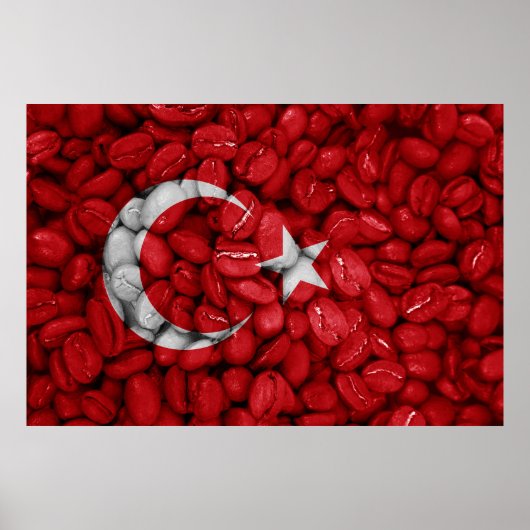 Türkische Flagge mit Kaffee Poster (Vorne)