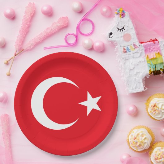 Türkische Flagge Pappteller (Party)