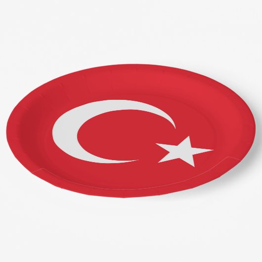 Türkische Flagge Pappteller (Schrägansicht)
