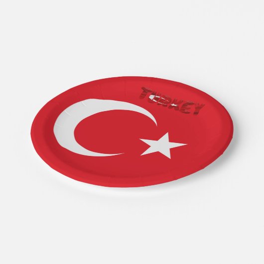Türkische Flagge Pappteller (Schrägansicht)