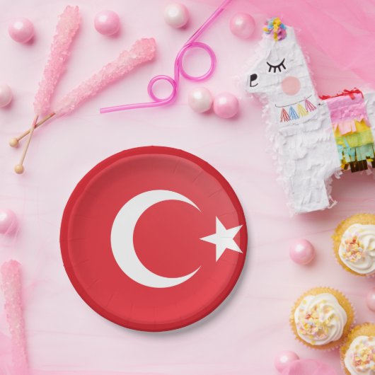 Türkische Flagge Pappteller (Party)