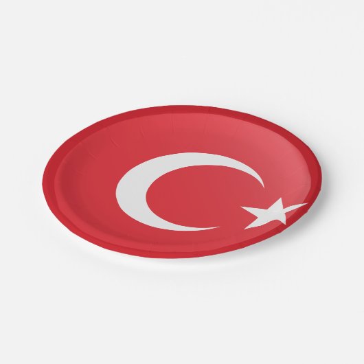 Türkische Flagge Pappteller (Schrägansicht)