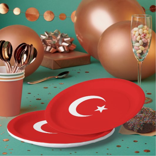 Türkische Flagge Pappteller (Multi)