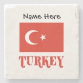 Türkische Flagge Personalisiert Steinuntersetzer (Vorderseite)