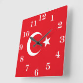 Türkische Flagge Quadratische Wanduhr (Winkel)