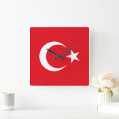 Türkische Flagge Quadratische Wanduhr (Zuhause)
