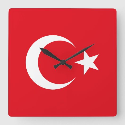 Türkische Flagge Quadratische Wanduhr (Vorderseite)