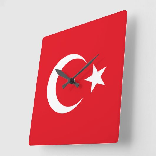Türkische Flagge Quadratische Wanduhr (Winkel)
