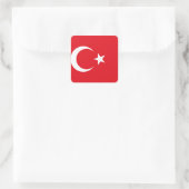 Türkische Flagge Quadratischer Aufkleber (Tasche)