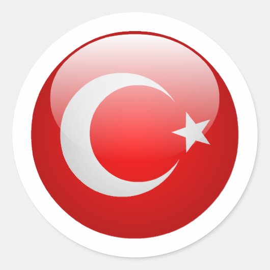 Türkische Flagge Runder Aufkleber (Vorderseite)