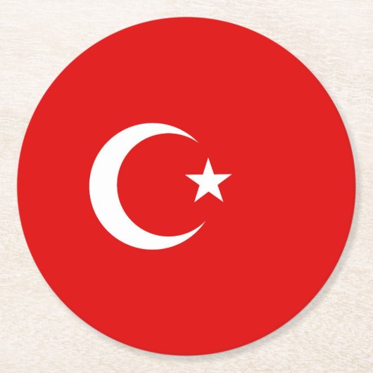 Türkische Flagge Runder Pappuntersetzer (Vorderseite)