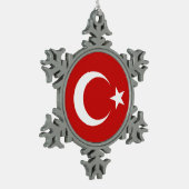 Türkische Flagge Schneeflocken Zinn-Ornament (Links)