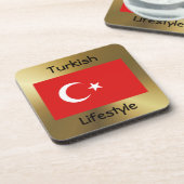 Türkische Flagge+Text-Untersetzer Getränkeuntersetzer (Linke Seite)