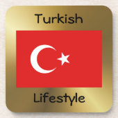 Türkische Flagge+Text-Untersetzer Getränkeuntersetzer (Vorderseite)
