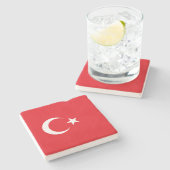 Türkische Flagge (Türkei) Steinuntersetzer (Seitenansicht)
