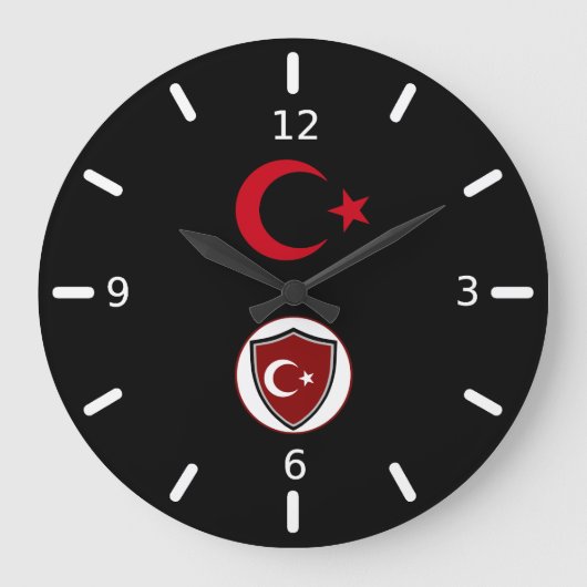 Türkische Flagge und Emblem Große Wanduhr (Vorderseite)