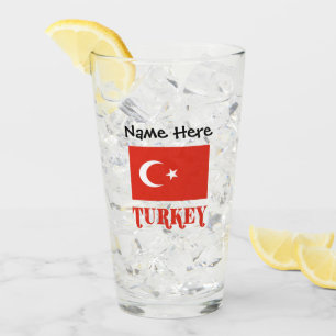 Türkische Flagge und Türkei Personalisiert Glas