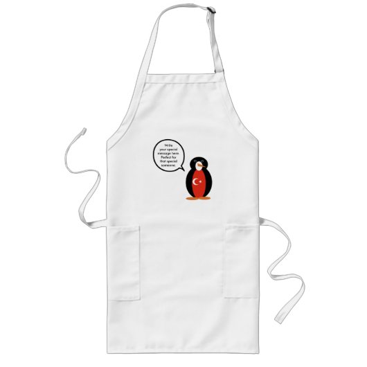 Türkische Flagge Vortrag von Frau Penguin Lange Schürze (Vorne)