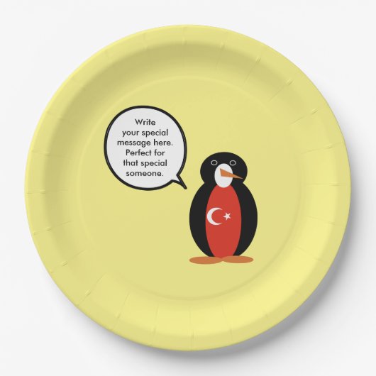 Türkische Flagge Vortrag von Frau Penguin Pappteller (Vorderseite)
