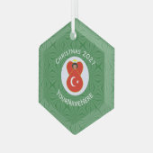 Türkische Flagge Weihnachts Angel Name Jahr Hexago Ornament Aus Glas (Vorderseite Links)