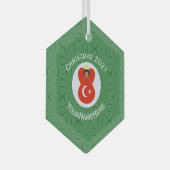 Türkische Flagge Weihnachts Angel Name Jahr Hexago Ornament Aus Glas (Vorderseite Rechts)