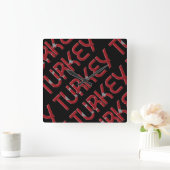 Türkische Flaggenfarben Typografie Quadratische Wanduhr (Zuhause)