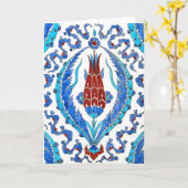 Türkische Fliese mit roter Tulpe Grußkarte Karte (Gelbe Blume)