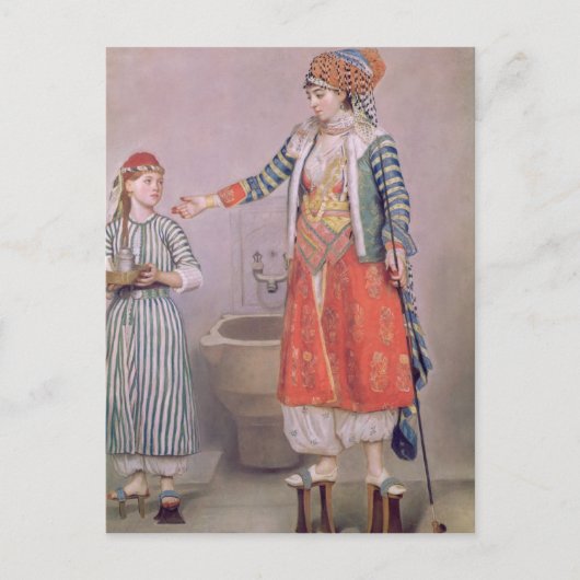 Türkische Frau mit ihrem Diener Postkarte (Vorderseite)