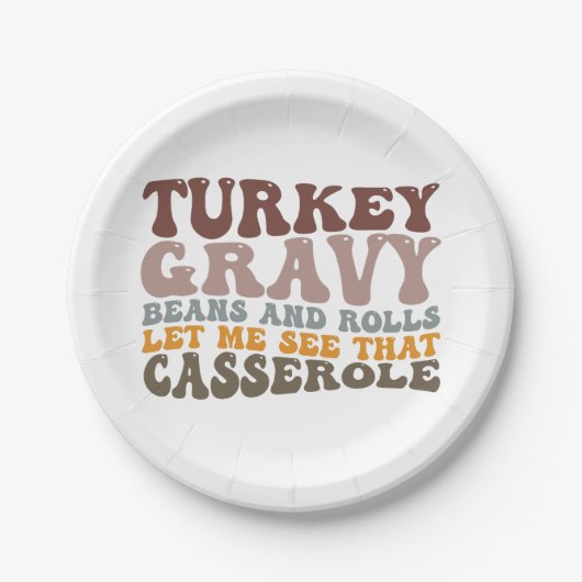 Türkische Gravy Beans and Rolls Fall Erntedank Pappteller (Vorderseite)