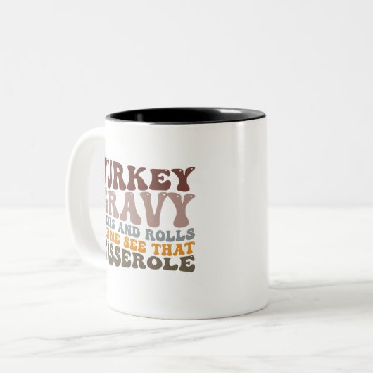 Türkische Gravy Beans and Rolls Fall Erntedank Zweifarbige Tasse (Vorderseite Links)