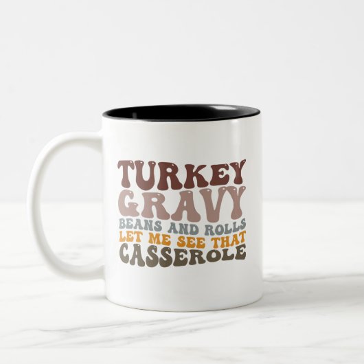 Türkische Gravy Beans and Rolls Fall Erntedank Zweifarbige Tasse (Links)