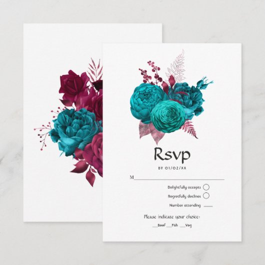 Türkische Hochzeit mit Burgund RSVP Karte (Vorne/Hinten)