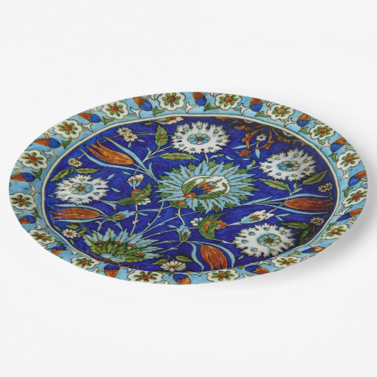 Türkische Iznik Blume Motif für Hochzeiten Pappteller (Schrägansicht)