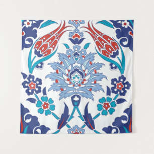 Türkische Iznik Fliesen: Vintages Muster. Wandteppich