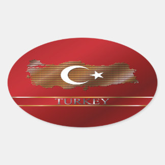 Türkische Karte und türkisches Flag Metal Pixel Ovaler Aufkleber