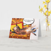 TÜRKISCHE KATZE AUF DEM ALTEN KARPET KARTE (Gelbe Blume)