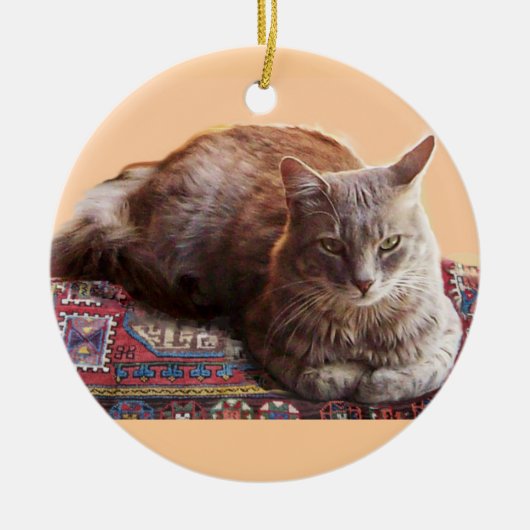 TÜRKISCHE KATZE AUF DEM ALTEN KARPET KERAMIK ORNAMENT (Vorne)
