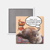 TÜRKISCHE KATZE IN ÜBERSCHREITENDER MEDITUNG MAGNET (Vorderseite/Rückseite)