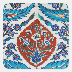 Türkische Keramik Floral Quadratischer Aufkleber