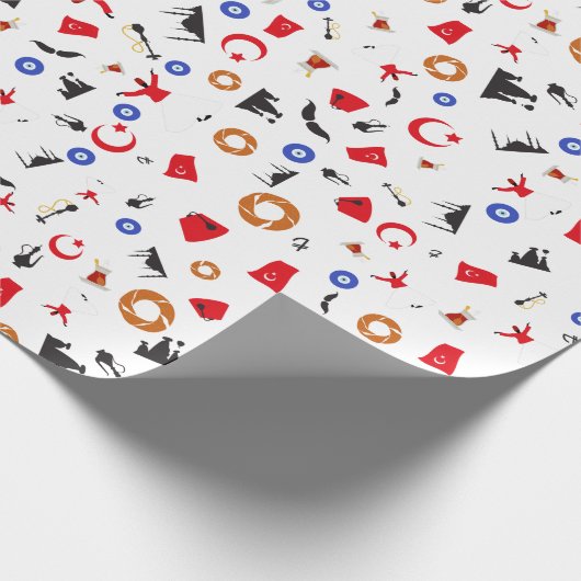 Türkische Kultureinzelteile in einem Spaßmuster Geschenkpapier (Ecke)