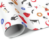 Türkische Kultureinzelteile in einem Spaßmuster Geschenkpapier (Rolleneckpunkt)