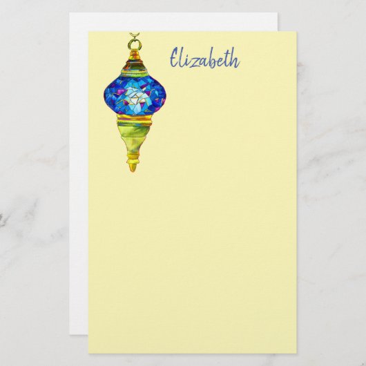 Türkische Lampen blaue Mosaik Aquarellkunst Briefpapier (Vorne/Hinten)