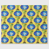 Türkische Lampen blaue Mosaik Aquarellkunst Geschenkpapier (Flach)