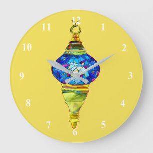Türkische Lampen blaue Mosaik Aquarellkunst Große Wanduhr