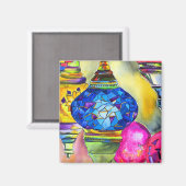 Türkische Lampen Mosaik Aquarell feine Kunst Magnet (Vorderseite/Rückseite)